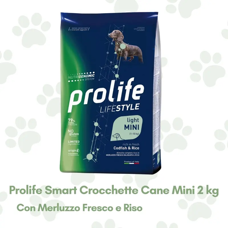 Prolife LifeStyle Light Crocchette Cane Adulto Mini Merluzzo Riso 600g