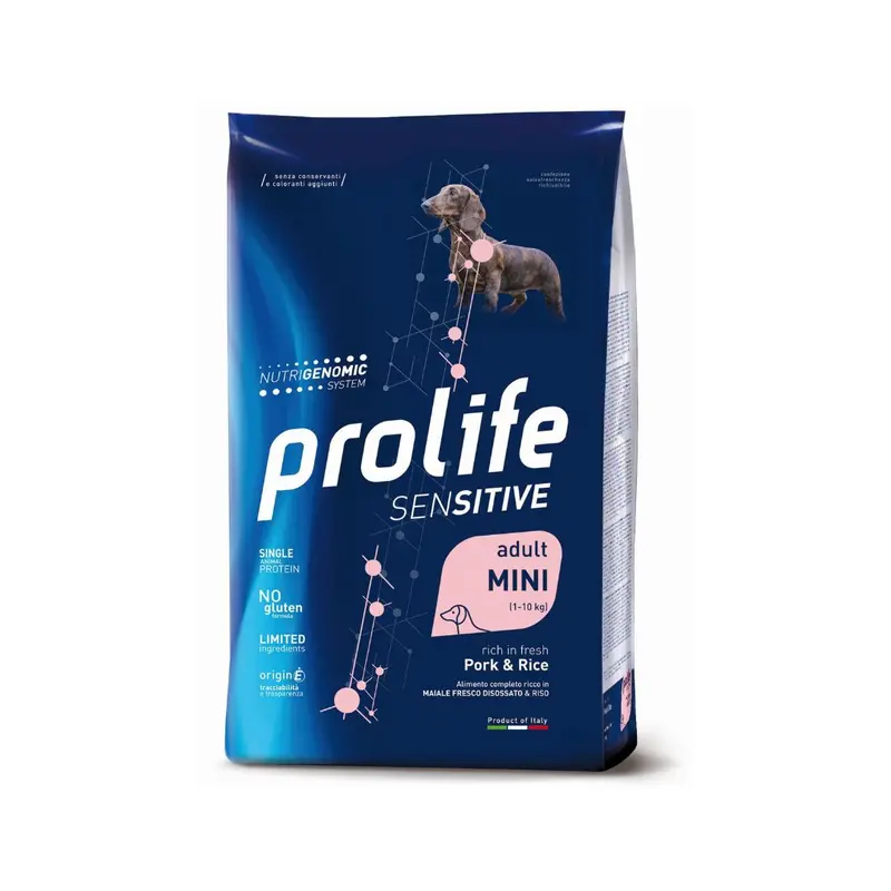 Prolife – Sensitive Mini cibo per cani adulti con maiale 600g