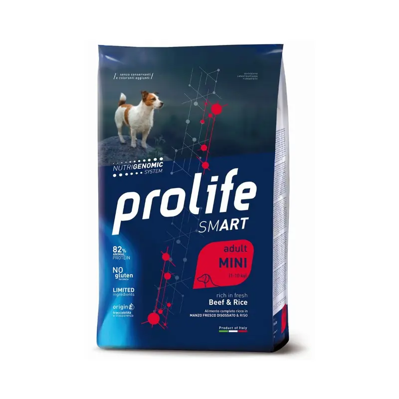 Prolife – Smart Mini cibo per cani adulti al manzo e riso 7 kg