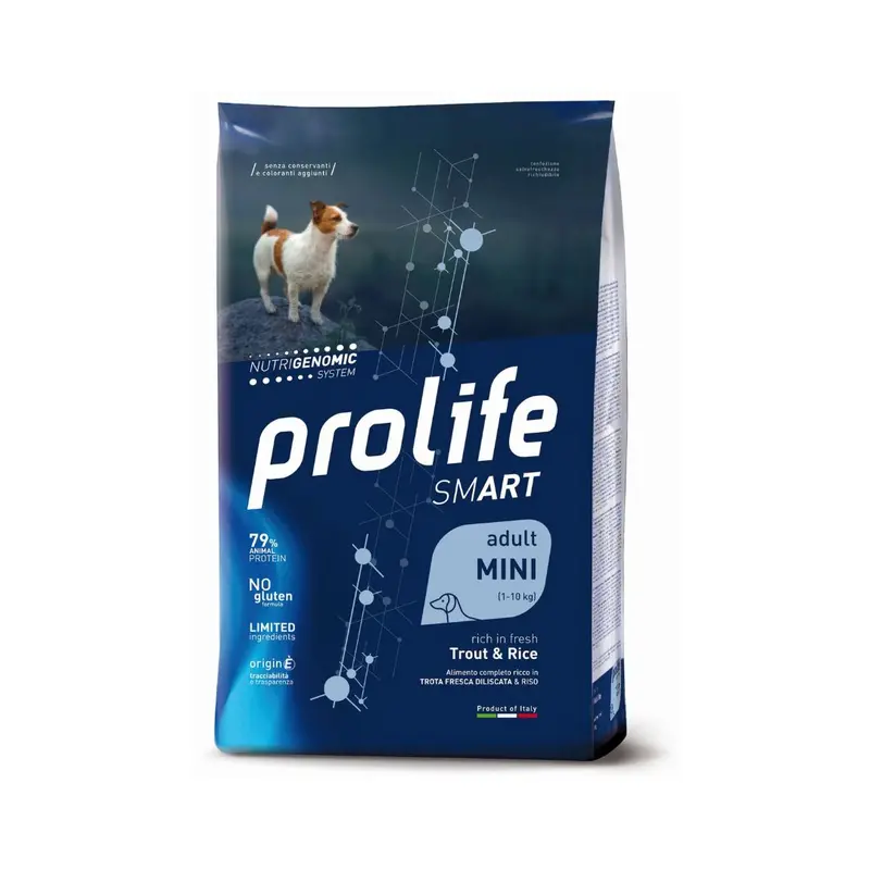 Prolife - Smart Mini cibo per cani adulti con trota e riso 7 kg