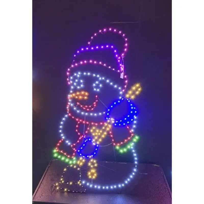 Pupazzo di neve luminoso H90cm con LED multicolor