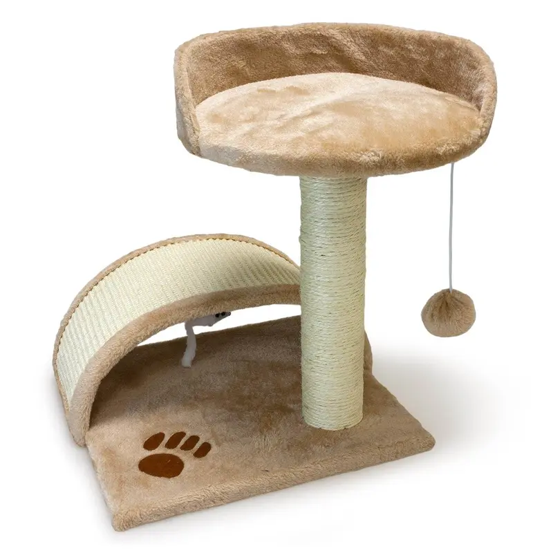 Rascador con poste y arco beige. Altura 50 cm