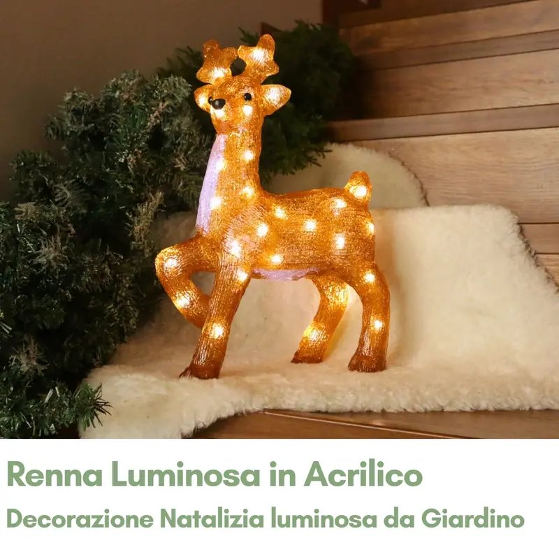 Renna Luminosa in Acrilico con LED - Decorazione Natalizia per Giardino