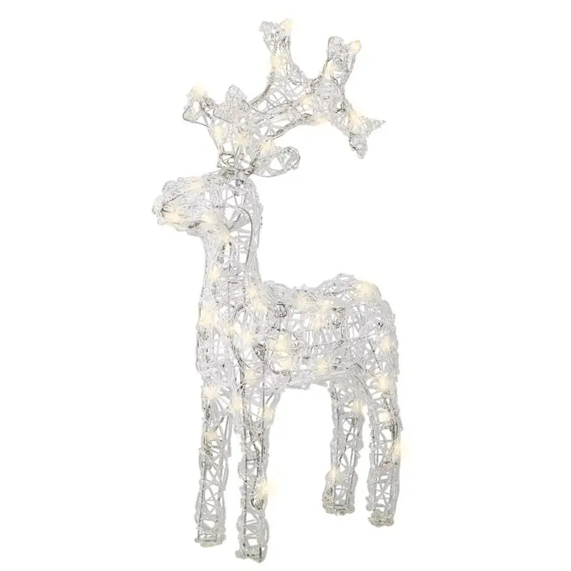 Renna luminosa in acrilico H61 cm con LED bianco caldo