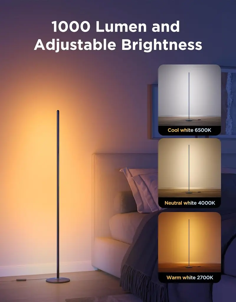 RGBIC Floor Lamp Smart 1000Lm With Voice Controlled Lighting