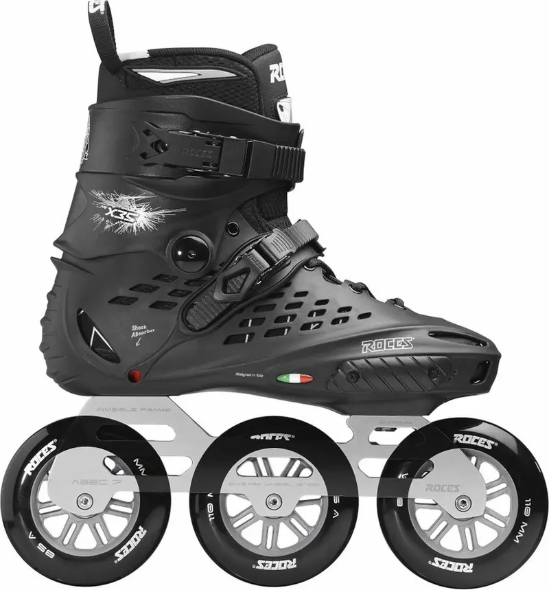 Roces - x35 tif 3x110 - skeelers - heren - zwart zilver - high-speed 3-wiel setup stabiliteit - maat 44