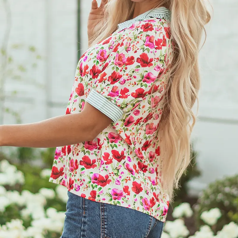 Romy Floral Patchwork Collar Blouse