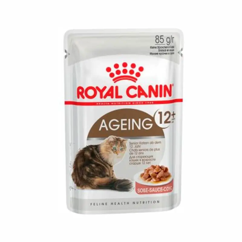 ROYAL CANIN Ageing +12 Gravy Pouch | Pack de 12 x 85 g para gatos (Cambió a 11+ años)
