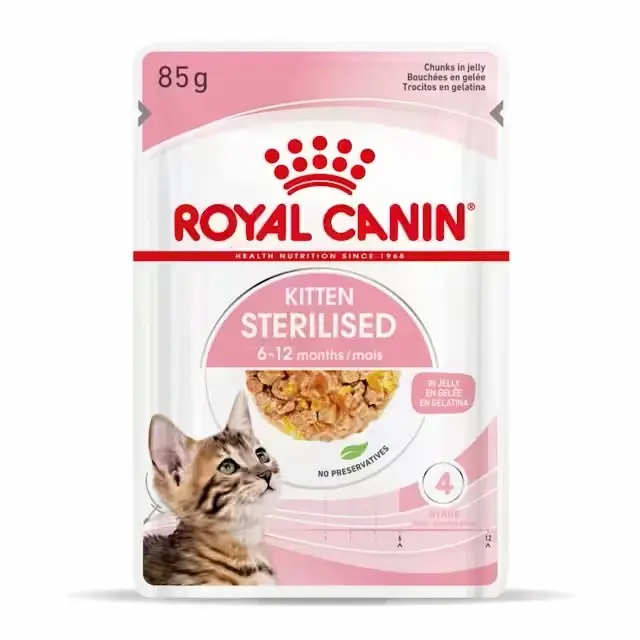 ROYAL CANIN Kitten Sterilised Jelly Pouch| Pack de 12 x 85 g para gatitos esterilizados