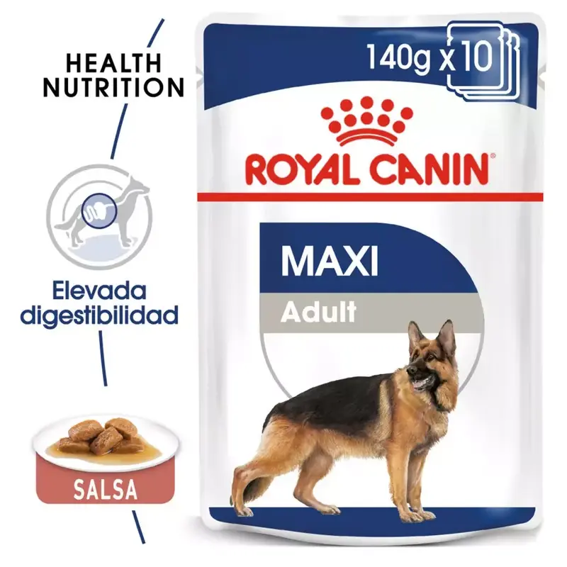 🐶 ROYAL CANIN Maxi Adult en Salsa | 10 x 140g | Alimentación para perros grandes adultos