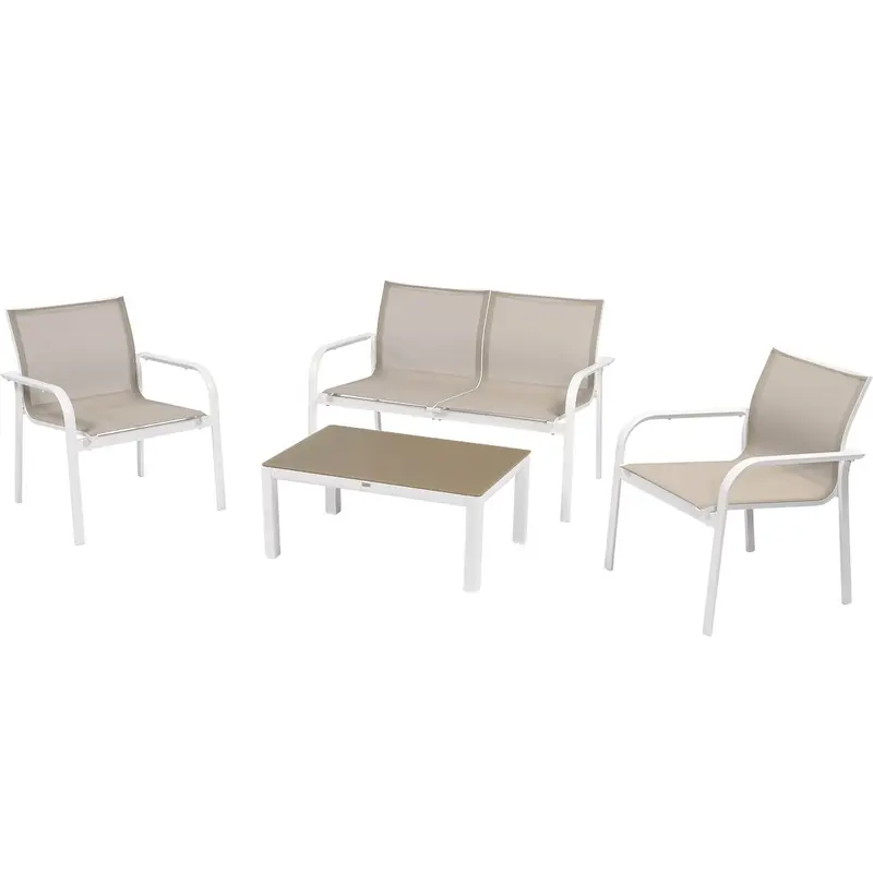 SALOTTINO OLIVER ALLUMINIO BIANCO TEXTILENE KHAKI