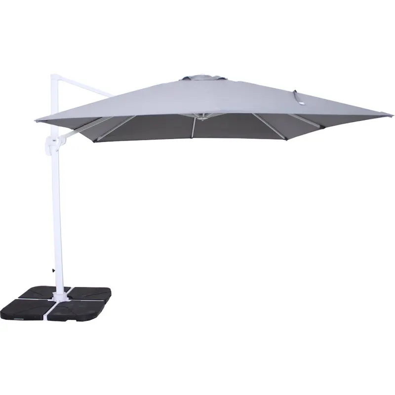 Sanremo - Ombrellone da giardino a braccio laterale grigio e bianco