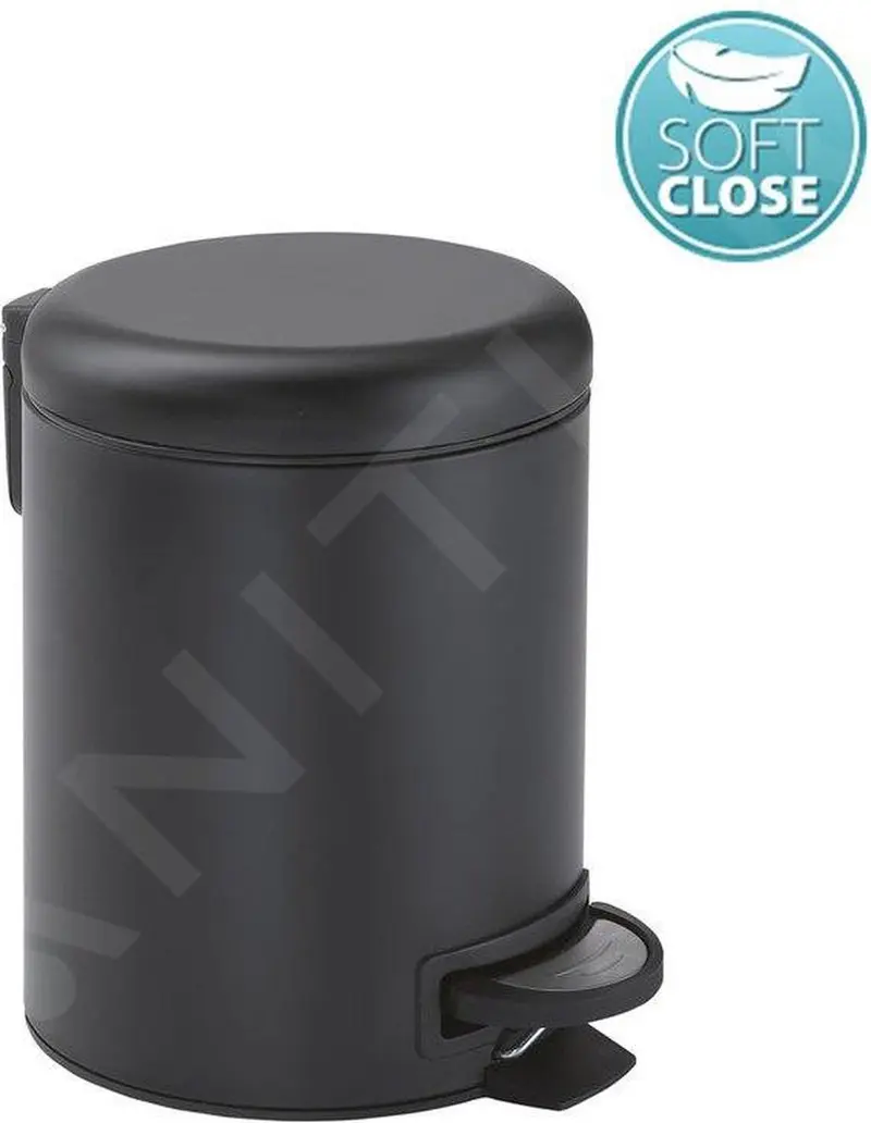 Sapho gedy badkameraccessoires - potty prullenbak 3l, softclose, mat zwart 320914
