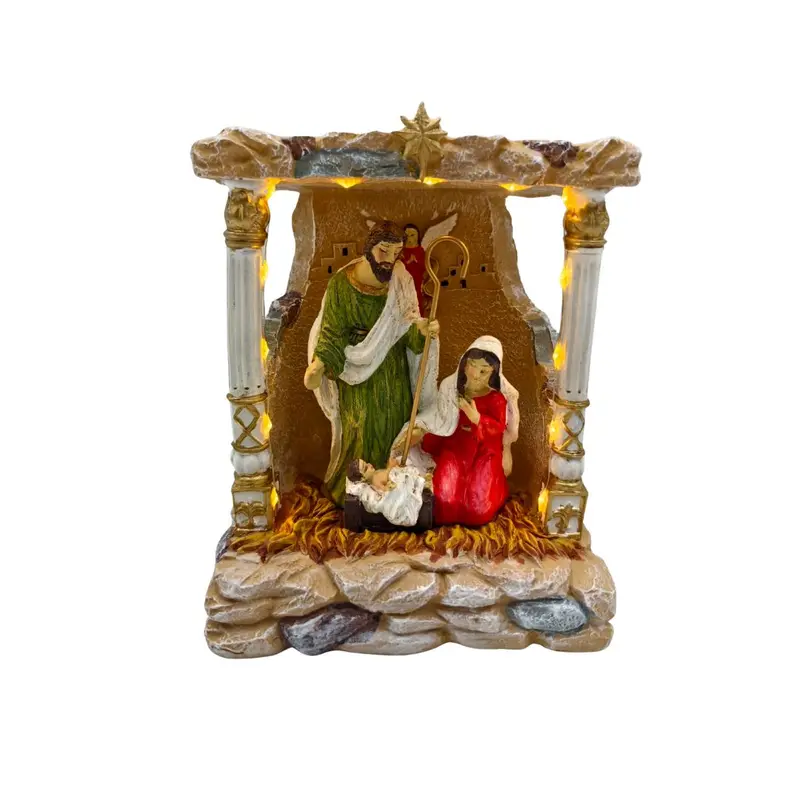 Scena Natività con LED H20,5 cm decorazione natalizia