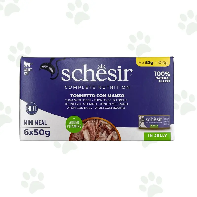 Schesir - Filetti di tonnetto con manzo in gelatina multipack 6x50 g