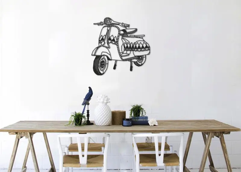 Scooter V. Vintage | Figura geométrica | Decoración pared | Hecha en madera