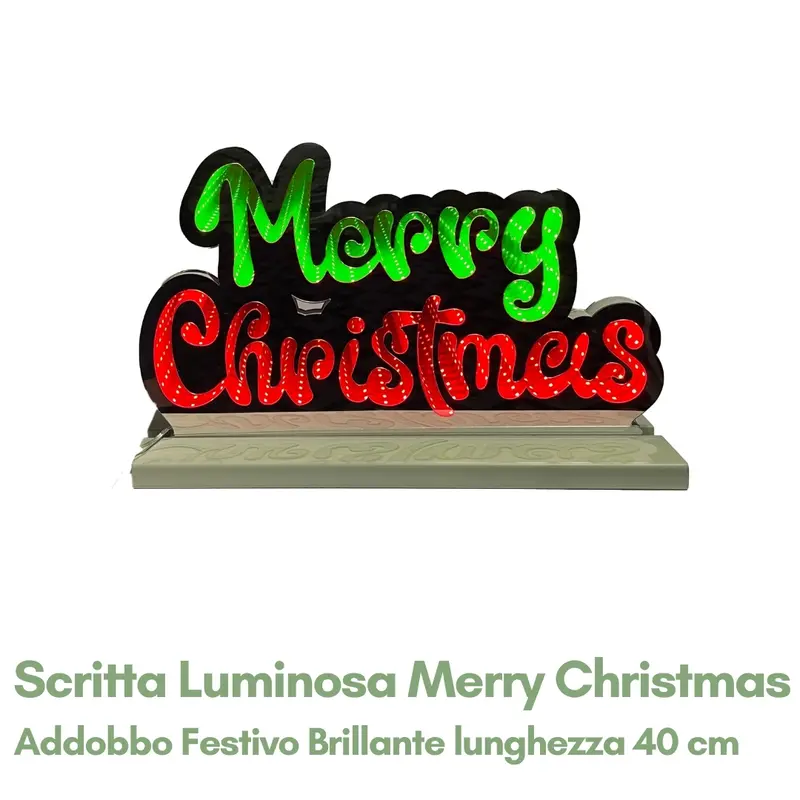 Scritta Luminosa Merry Christmas L 40 cm - Addobbo Festivo Brillante