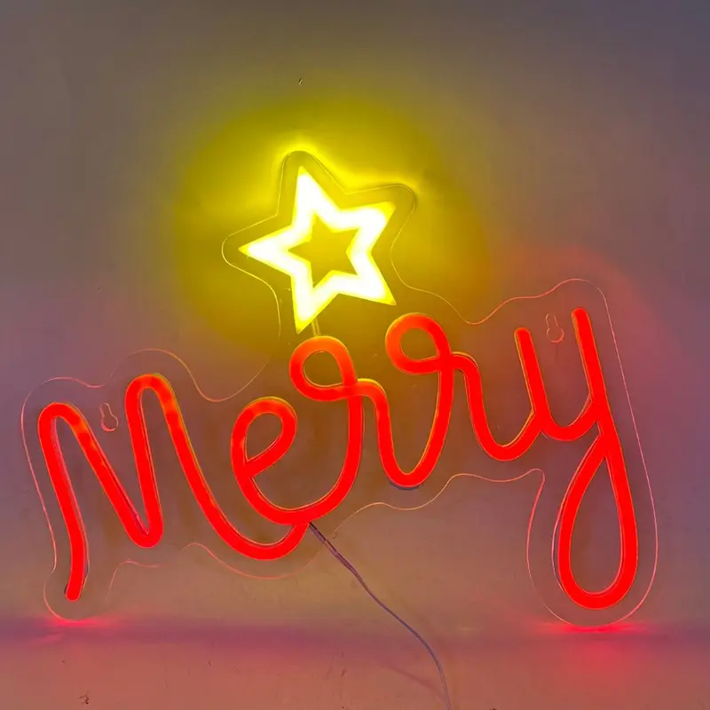 Scritta luminosa Merry con LED effetto neon