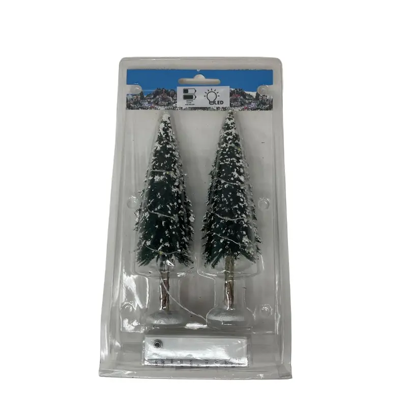 Set 2 alberi con LED H19 cm a batteria
