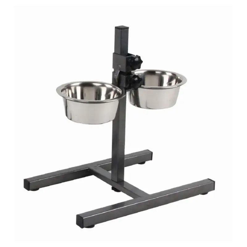 Set 2 ciotole 350 ml con stand regolabile per cani e gatti