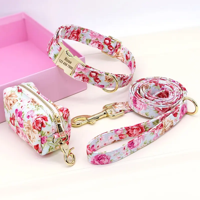 Set de Collar y Correa Floral – Estilo y Comodidad para tu Perro