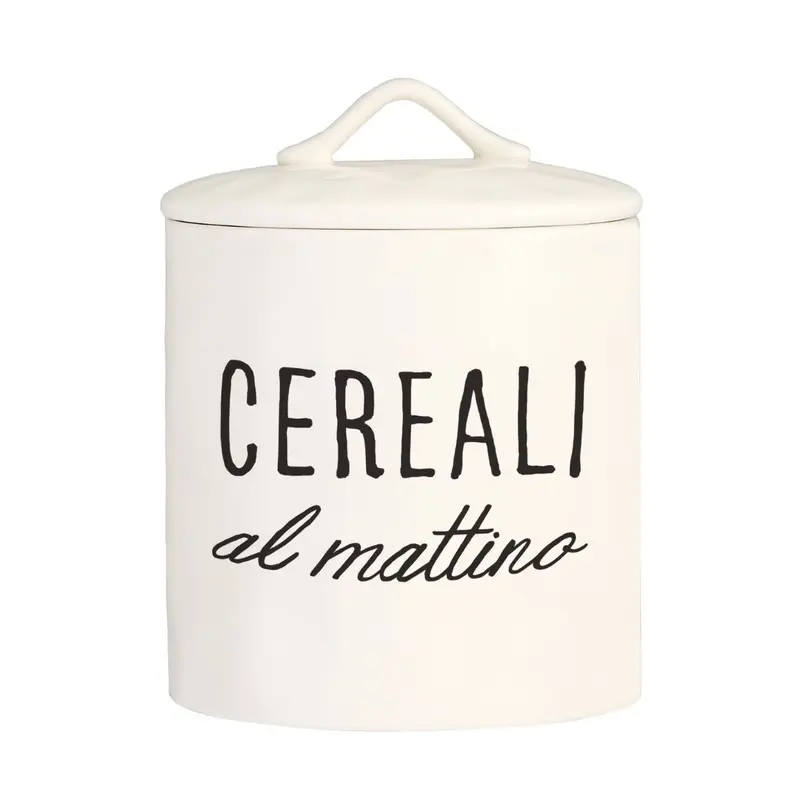 Simple Day - Barattolo bianco in grès D 16 cm con scritta nera