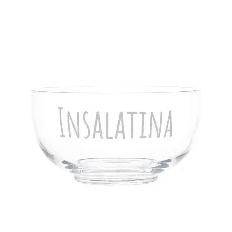 Simple Day - Insalatiera in vetro D 22 cm con scritta