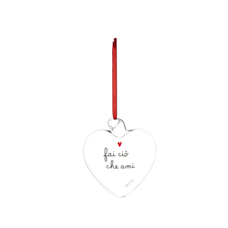 Simple Day – Pallina cuore vetro 11 cm con scritte