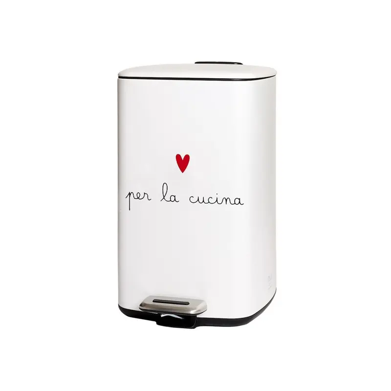 Simple Day - Pattumiera 20L bianca con scritta