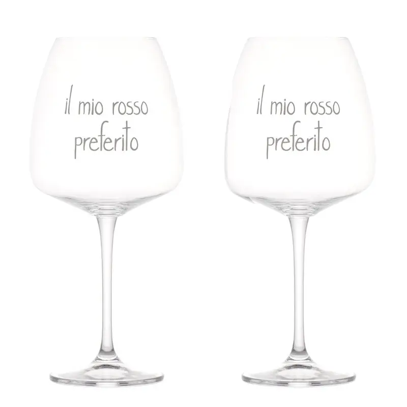Simple Day – Set 2 calici vino 77 cl con decori serigrafati