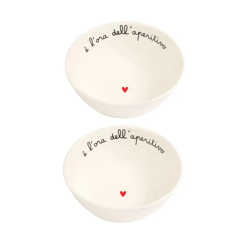 Simple Day – Set 2 coppette grès Ø12,5 cm con scritte