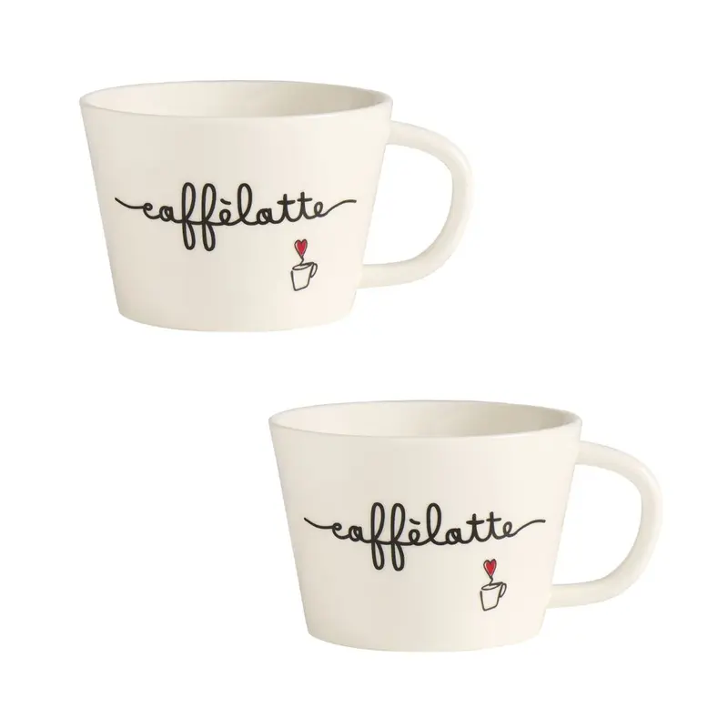 Simple Day - Set di due tazze da colazione con scritte