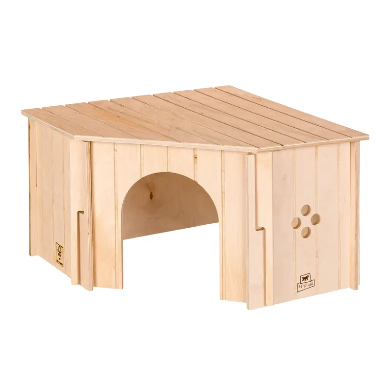 SIN CORNER Casita esquinera de madera para pequeños animales