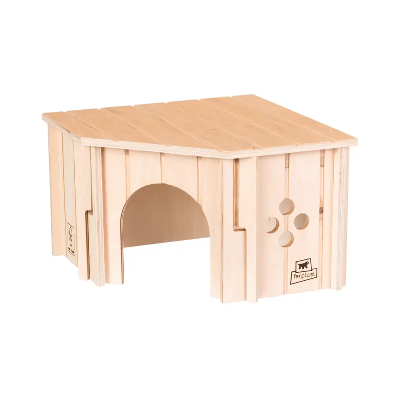 SIN CORNER Casita esquinera de madera para pequeños animales