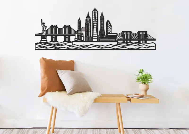 Skyline New York | Figura geométrica | Decoración pared | Hecha en madera
