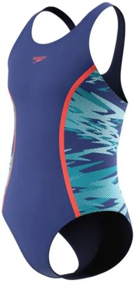 Speedo h-boom splice muscleb 1p meisjes - chloorbestendig badpak meisjes - kleurvast zwempak meisjes - sportbadpak meisjes met muscleback-rug - marine blauw - 140