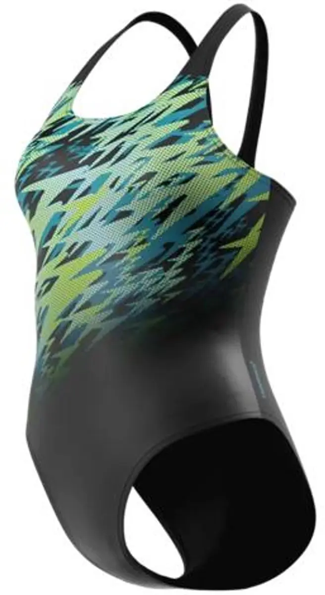 Speedo hyperboom placement muscleback dames - chloorbestendig sportbadpak dames - kleurvast badpak dames - zwempak dames met muscleback - zwart groen - 42
