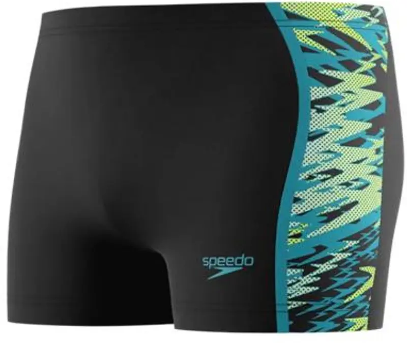 Speedo hyperboom splice aquashort heren - chloorbestendige zwemboxer heren - kleurvaste strakke zwembroek heren - sportzwembroek heren met trekkoord - zwart groen - xl
