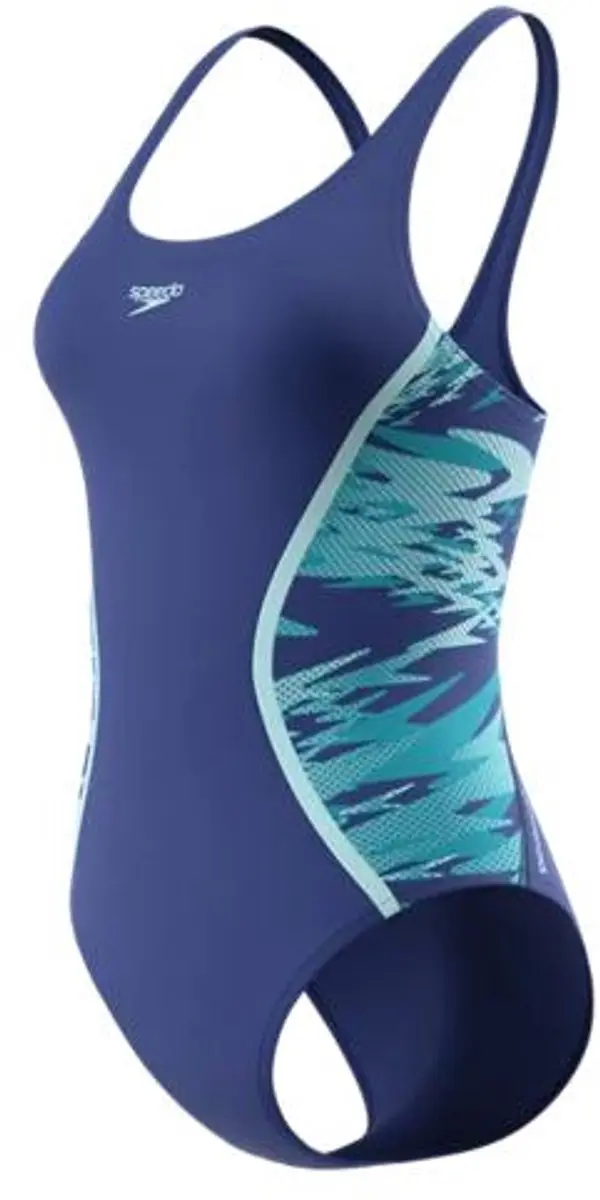 Speedo hyperboom splice muscleb 1p dames - chloorbestendig sportbadpak dames - kleurvast badpak dames - zwempak dames met muscleback - blauw blauw - 36