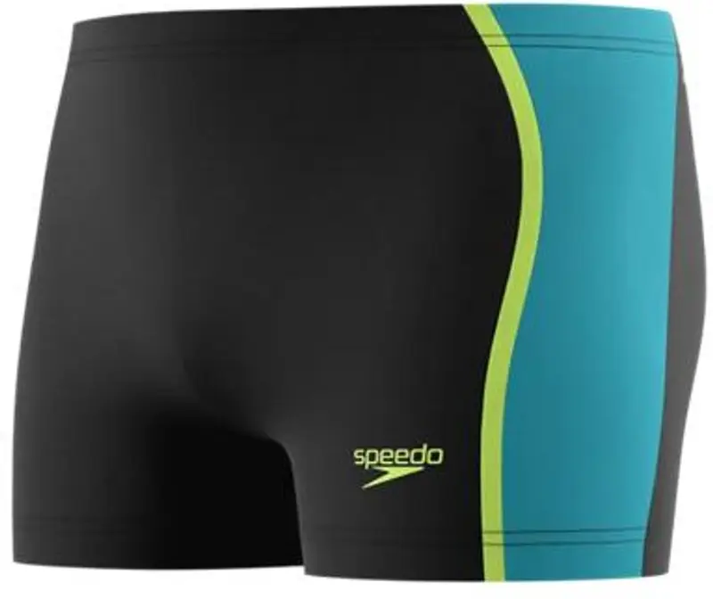 Speedo solid splice aquashort heren - chloorbestendige zwemboxer heren - kleurvaste strakke zwembroek heren - sportzwembroek heren met voering - zwart groen - l