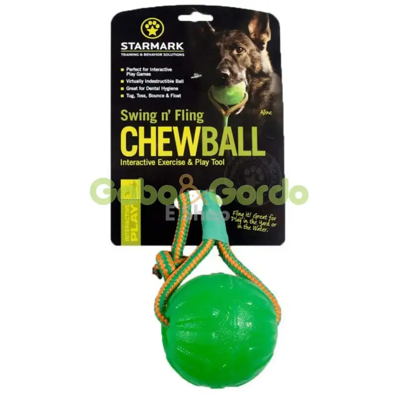 STARMARK Pelota con cuerda dispensadora de comida para perros | Swing N Fling Chew Ball