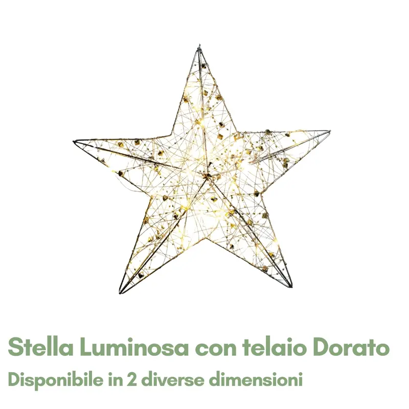 Stella Luminosa con Struttura Dorata - Decorazione Natalizia Raffinata Interni