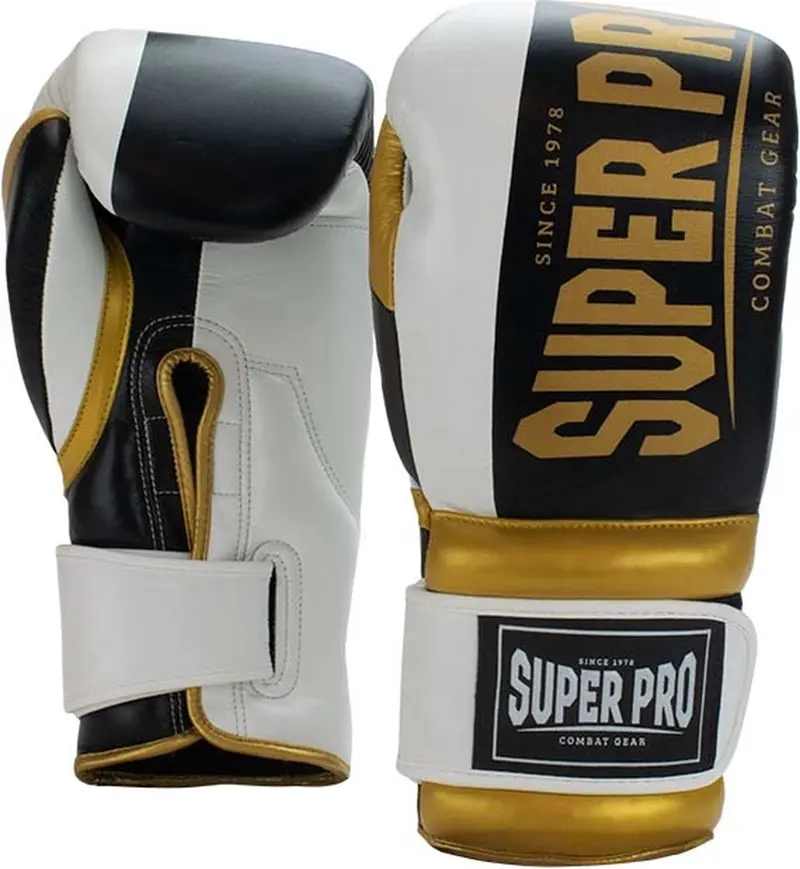 Super pro combat gear (thai)bokshandschoenen bruiser zwart goud wit 18oz