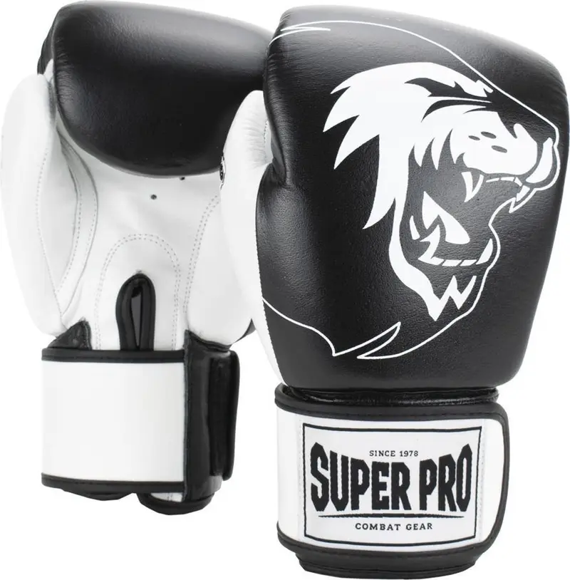 Super pro combat gear undisputed bokszakhandschoenen leder zwart wit large