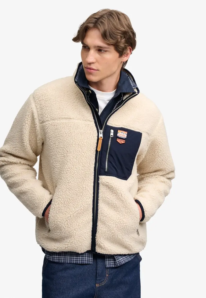 Superdry - vintage retro full zip fleece relaxed pasvorm - heren - hoodies