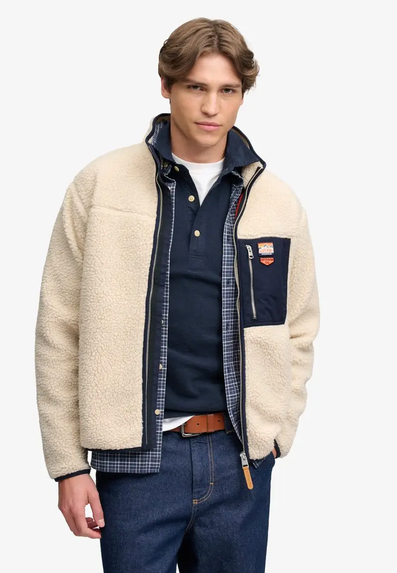 Superdry - vintage retro full zip fleece relaxed pasvorm - heren - hoodies