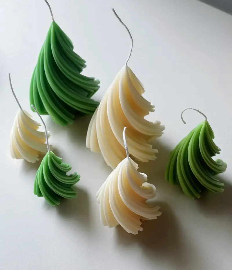 Swirling Christmas Tree Candles | Sculptural Holiday Décor