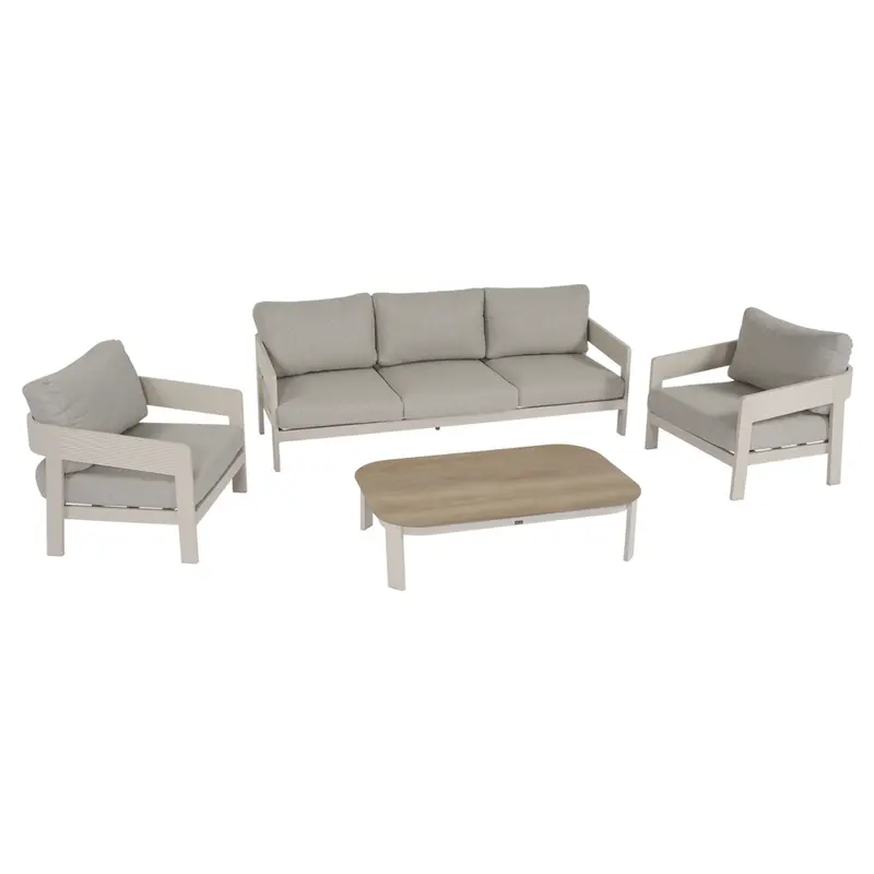 Taylor - Salotto da giardino 5 posti in alluminio crema