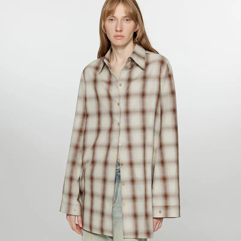 Tea Grid Retro Plaid Shirt