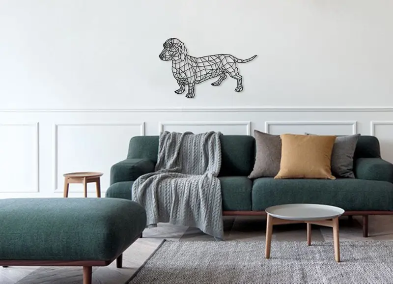 Teckel - Salchicha | Figura geométrica | Decoración pared | Hecha en madera